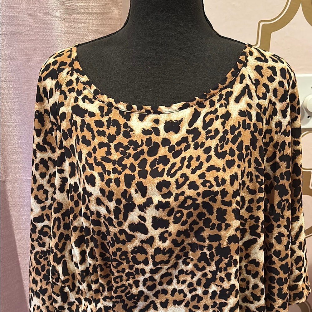 Laurie Felt Oversized Leopard Print Tunic Brown Black - Picture 7 of 8